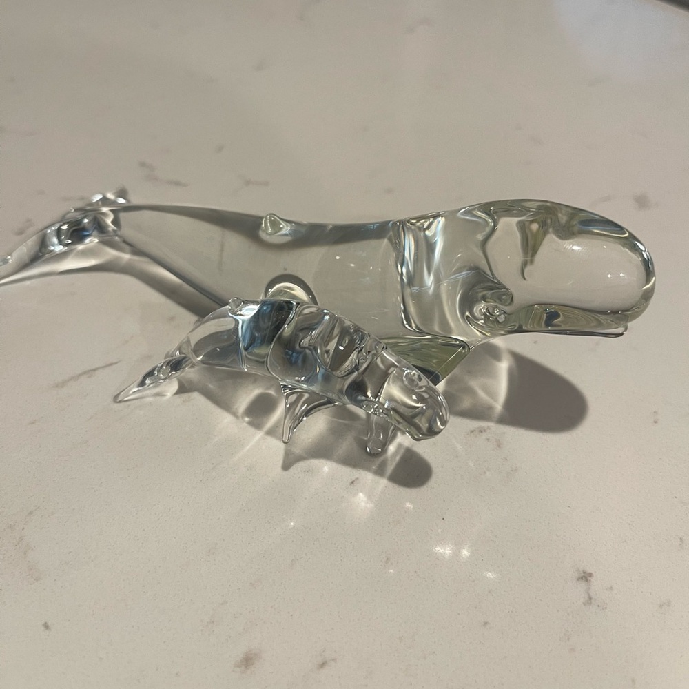 Crystal glass manatee with baby